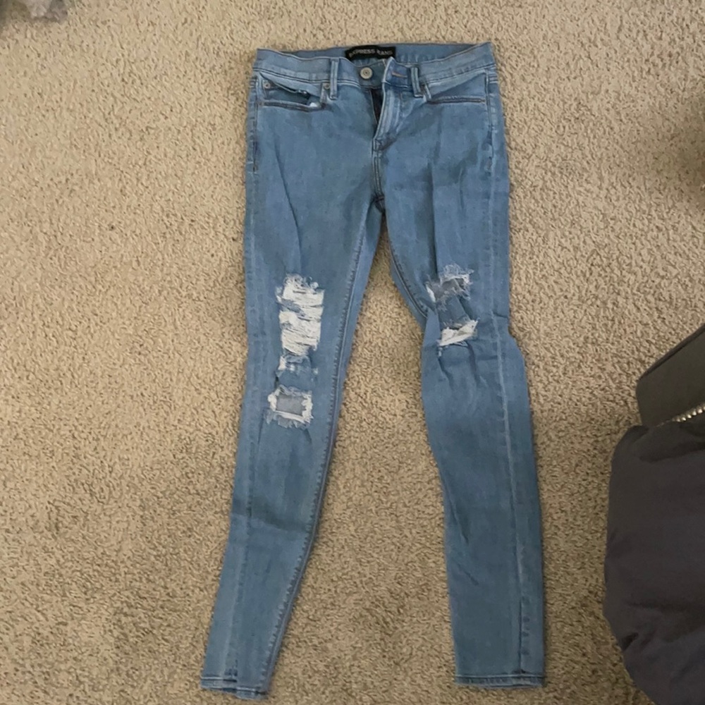 Express distressed skinny jeans